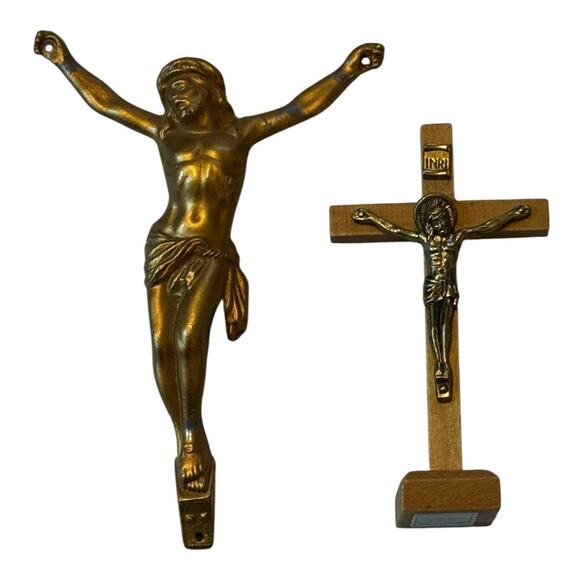 VTG Cast Jesus Crucifix Wall Cross Sacred Heart Mission Style Religious Decor - Picture 1 of 5